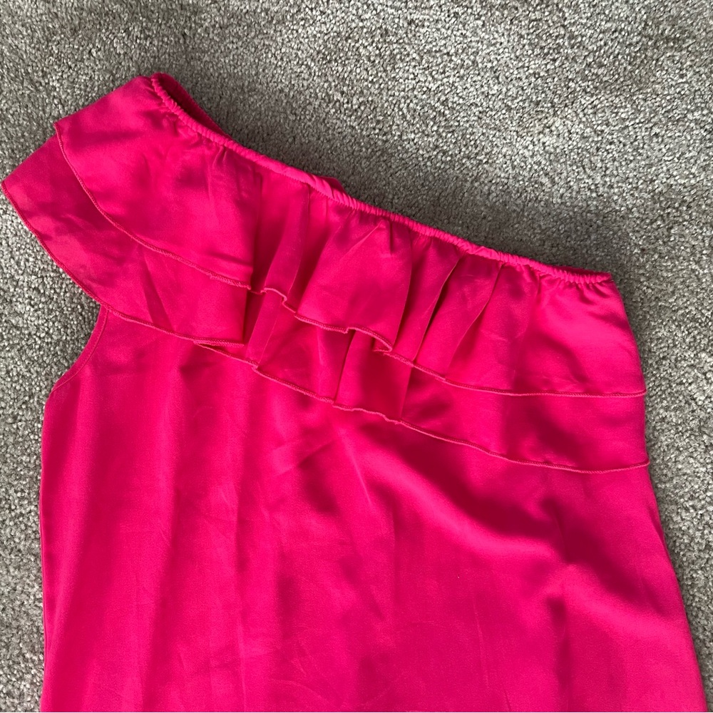 SHEIN Fuchsia One Shoulder Ruffle Dress - Picture 4 of 6